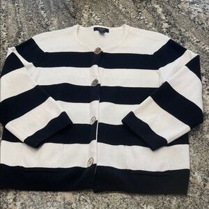 #280 Champs Black and White Striped Sweater, NWOT